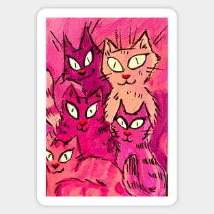 Painted Purple Cats Sticker